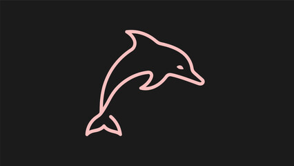 Fototapeta premium Pink dolphin outline on black background