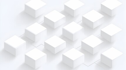 Obraz premium Abstract White 3D Isometric Cube Grid Pattern Background Representing Data Blocks Blockchain Technology and Logic Structure