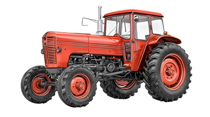Obraz premium red tractor isolated on white