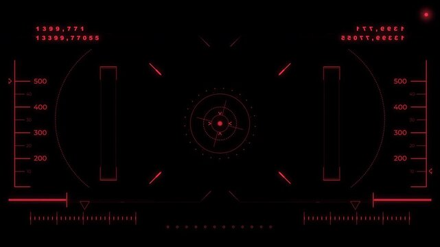 Futuristic hud digital interface target display screen technology ideal for gaming, science fiction films, ui design, or virtual reality applications.