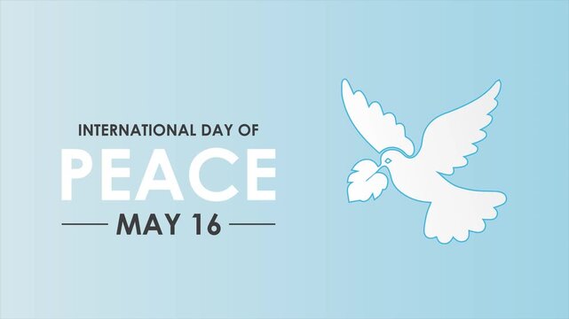 Video animation created to  International Day of Living Together in Peace with dove symbol and unity concept.  Animation featuring dove, people circle, and peaceful coexistence concept.