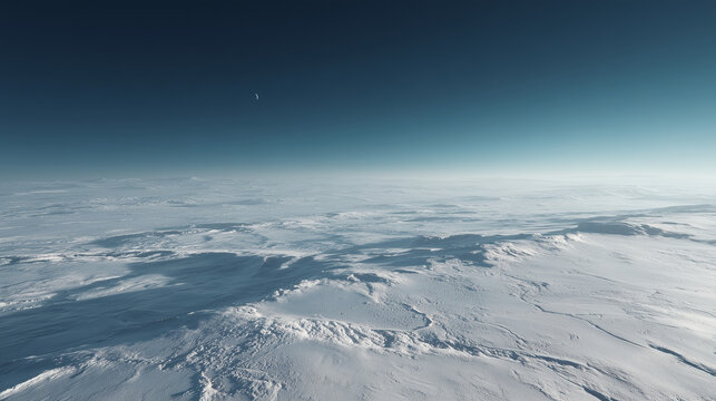 Frozen Ice Planet Surface with Minimal Horizon and Clean Space Background