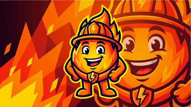 Smiling cartoon firefighter characters.