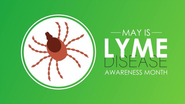 Motion graphics of Lyme Disease Awareness Month with tick icon and minimal green healthcare design. Medical awareness video illustrating tick-borne disease with flat icons and calm color palette.