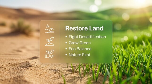 Restore land fight desertification with green growth for eco balance and nature conservation