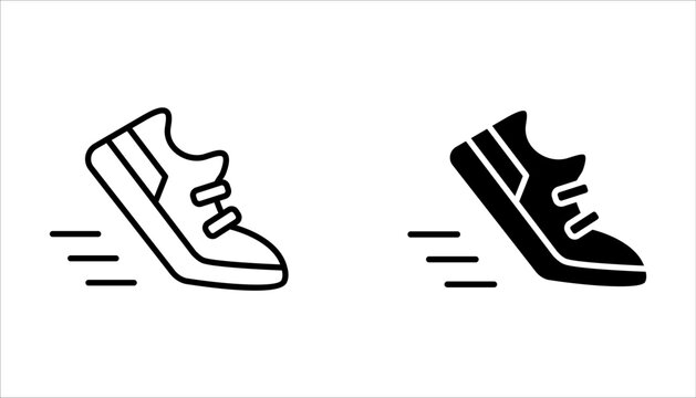 Running shoes icon set in line style. For your design on white background