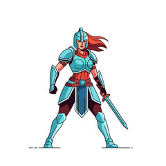 Fototapeta premium Female warrior with sword and armor, fantasy character illustration