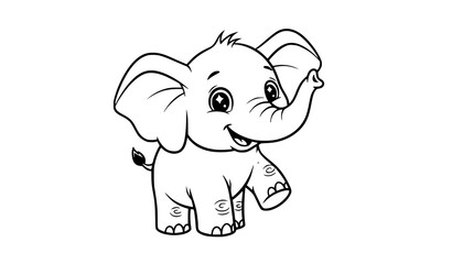 Fototapeta premium A cute cartoon elephant illustration with a happy expression