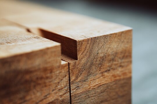 Minimal social media template with partial wood tenon and mortise detail and natural wood texture