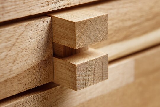 Minimal social media template with partial wood tenon and mortise detail and natural wood texture