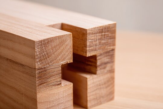 Minimal social media template with partial wood tenon and mortise detail and natural wood texture