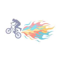 Obraz premium BMX Rider Silhouette with Fiery Trail, Extreme Sports Action