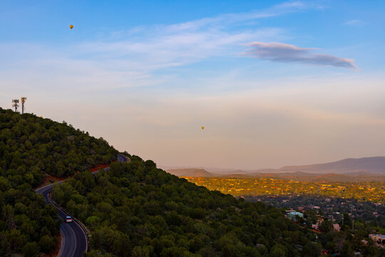 Gorgeous view from Sedona Airport Mesa Viewpoint with Hot Air Balloons in the background