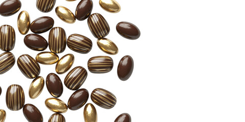 Obraz premium Chocolate and gold candies sweets treats isolated on a transparent background