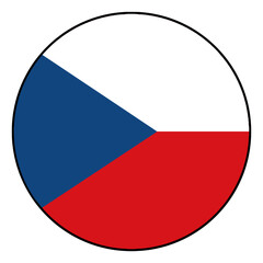 Fototapeta premium Czech Republic Flag in Circle Shape with Black Outline