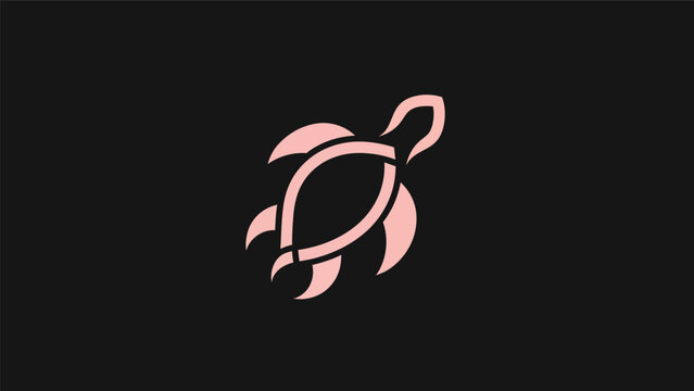 Pink turtle icon on black background