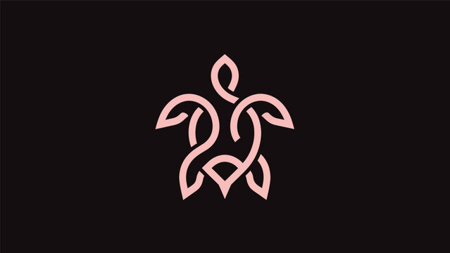 Pink turtle logo on black background