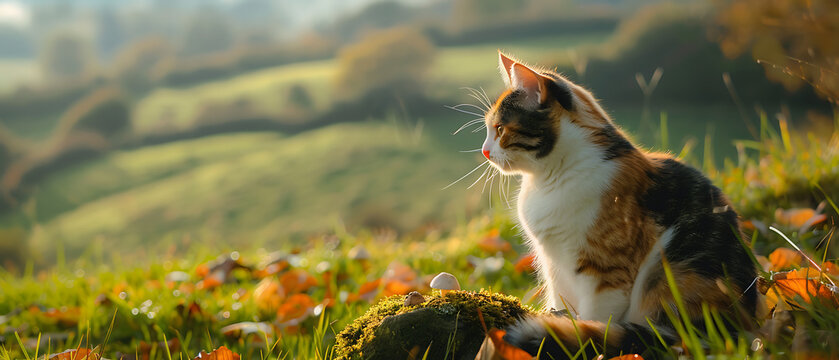 Action-oriented dynamic realistic visual of a curious calico tabby cat playing, perfect for pet toys, animal health and active lifestyle layouts.