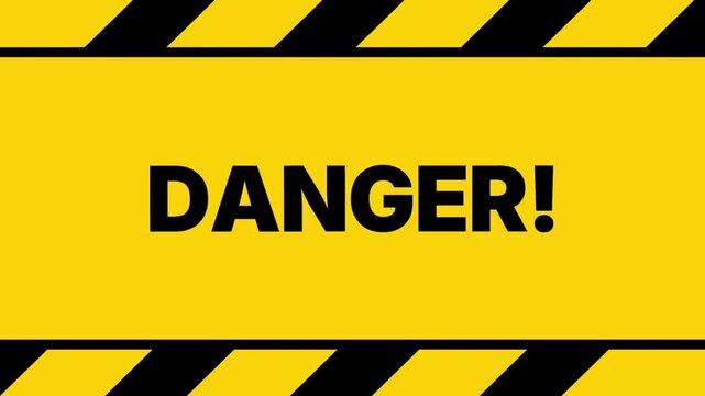 Warning sign with Danger text on striped background