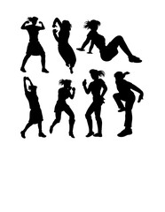 Obraz premium Person jumping sport, dance performance show pose silhouette