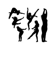 Fototapeta premium Person jumping sport, dance performance show pose silhouette