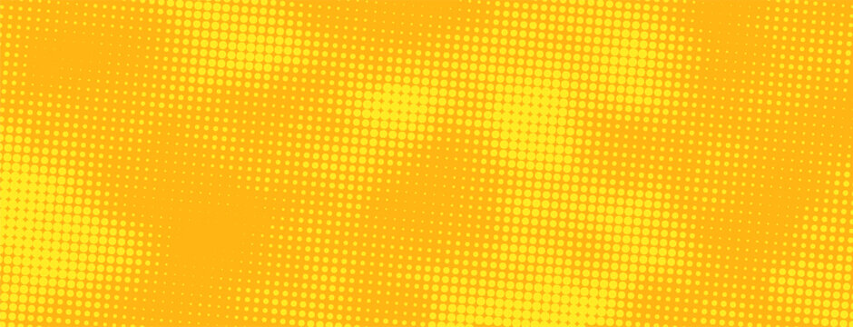 Yellow Halftone Dotted Gradient Background With Retro Comic Texture. Vector illustrator