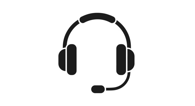 Headset with Microphone Simple Icon Design.