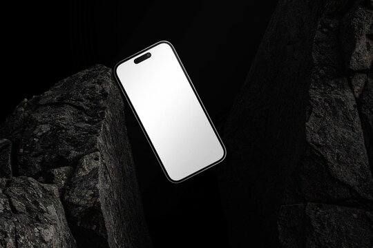  Blank Dark Stone Phone Mockup