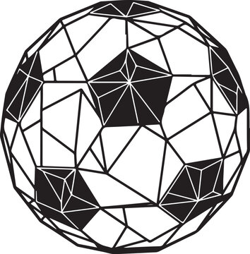 Geometric Pattern of Black and White Polygonal Shapes Sphere
