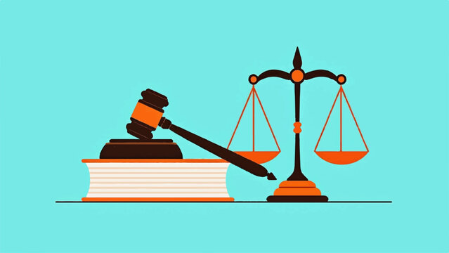 Law, justice, gavel, and scales vector icon, legal symbols, court, judgement