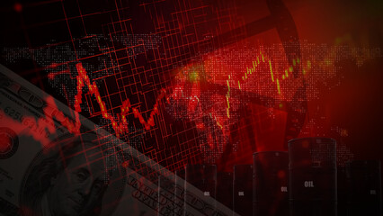 Increasing oil prices impact financial markets and economies worldwide. Energy Crisis, High gas and oil prices, chart of rising oil prices as symbol for energy crisis. © hibonaya