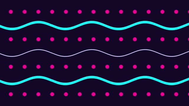 Abstract Wavy Lines and Polka Dot Pattern Synthwave Retro Eighties Aesthetic Minimalist Background for Graphic Design and Digital Art Presentations