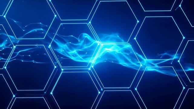 Blue hexagonal pattern with glowing lines