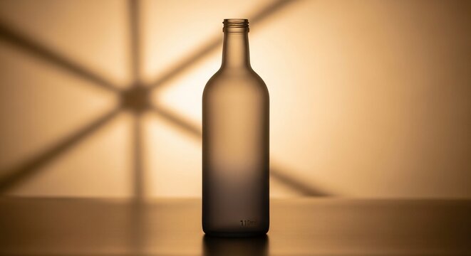Frosted Glass Bottle Silhouette with Dramatic Shadow Play.
