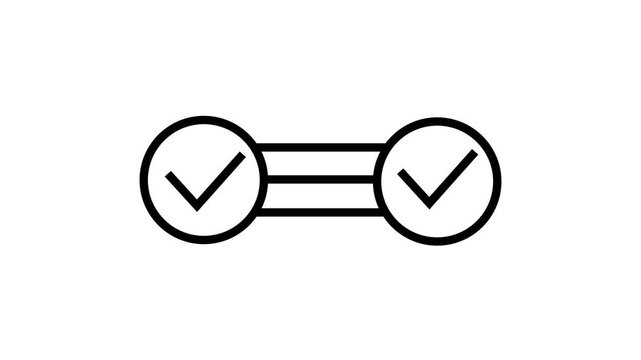 Animated check mark and cross sign in circular frames, pink approval symbol and blue rejection icon, seamless medal set [Check and Cross] ] [Pop-white background.