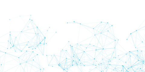 Abstract geometric background with connecting dots and lines with low poly triangle shapes. Polygonal Mesh Background Vector design digital technology concept Global network connection data structure  © Kainat 