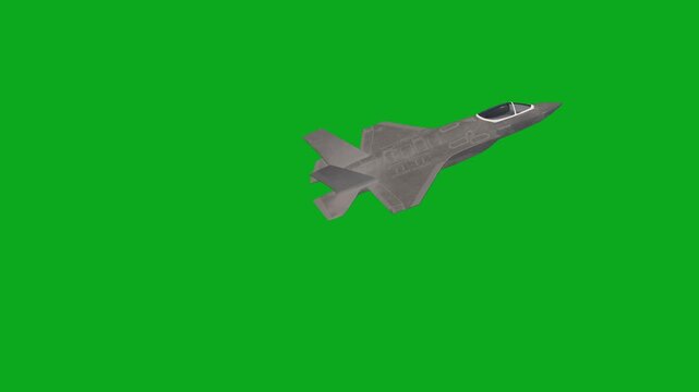 fighter jets F 35 on a green screen.