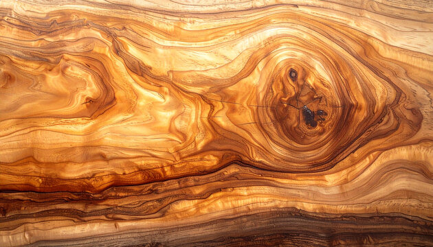 Close up of natural wood grain texture with intricate patterns and warm tones