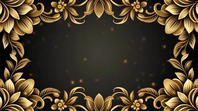 Elegant gold floral frame video banner celebration centerpiece.