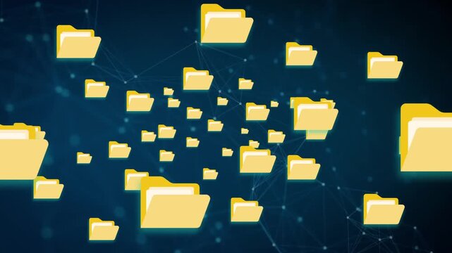 Business document management system with secure cloud folders, online file sharing, virtual access for teams, improved collaboration, data protection, and efficient digital storage. 
