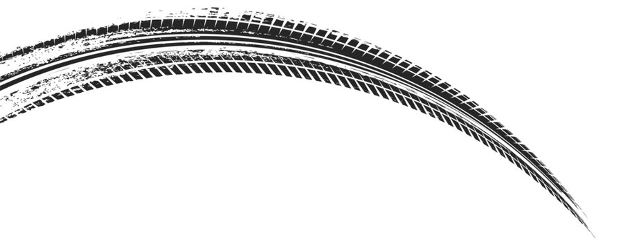 Auto tire tread grunge circle frames set. Car and motorcycle tire pattern  wheel tyre tread track. Black tyre round border. Vector illustration isolated on white background.