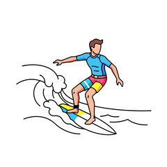 Fototapeta premium Surfer Riding Wave on Surfboard, Ocean Water Sports, Summer Beach Activity