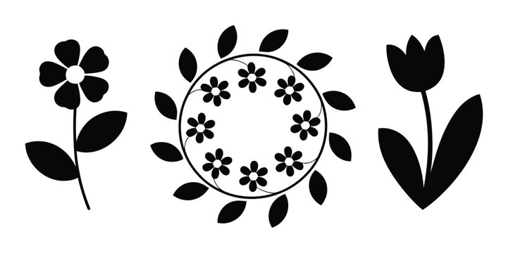 Black Floral Silhouette Vector Illustration