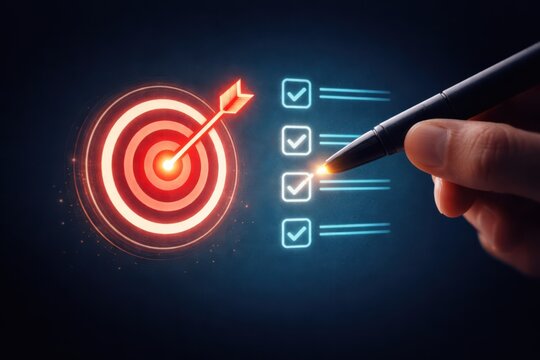 Target Achievement Concept with Checklist and Precision Goal Completion  