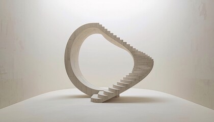 Naklejka premium Infinite staircase looping in empty space, surreal geometry and paradox concept