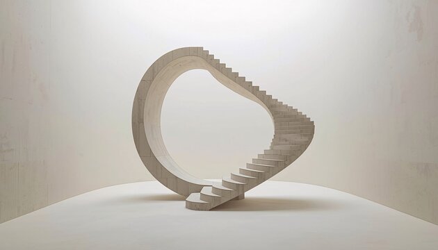 Infinite staircase looping in empty space, surreal geometry and paradox concept