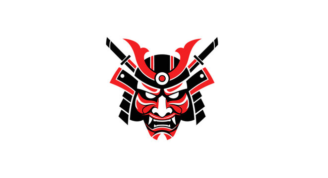 Japanese samurai mask with swords.