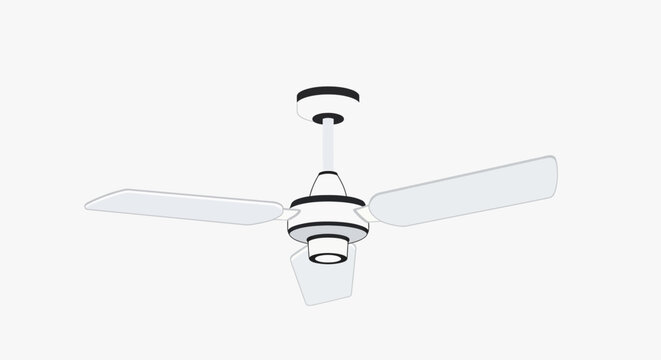 Modern ceiling fan with white blades.