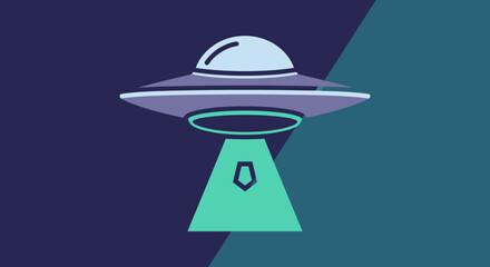 Flying saucer with green beam light. © MUHRODIN