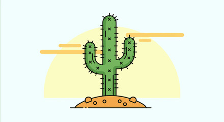 Green cactus plant in desert. © MUHRODIN